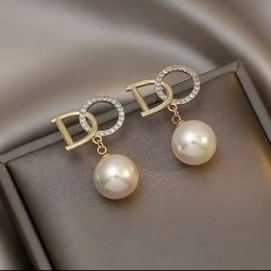 Pearl  Drop Letter Earrings